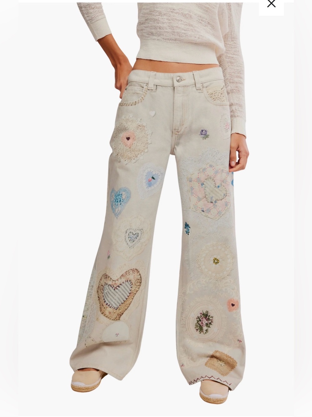 NWT We The Free Illusions Slouchy Straight Leg Jeans in Hierloom Ivory Size 29